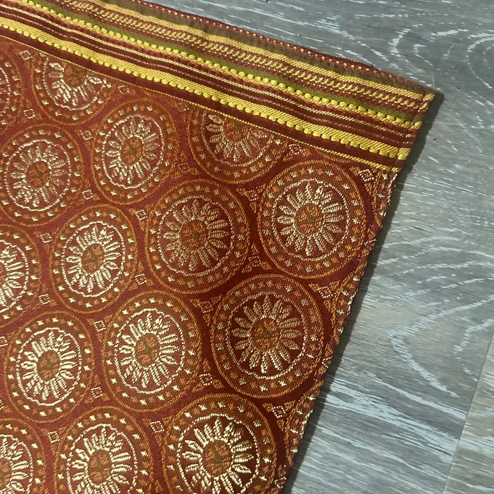 ✨Pier 1 Imports Burnt Orange & Gold Embroidered Table Runner –Elegant Boho Chic